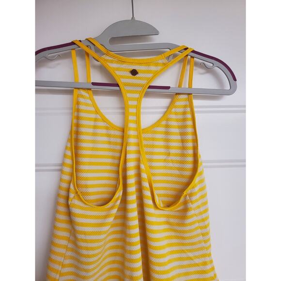 Women's Calia Yellow Textured Striped Athletic Tank Top | Size Small - Picture 5 of 8